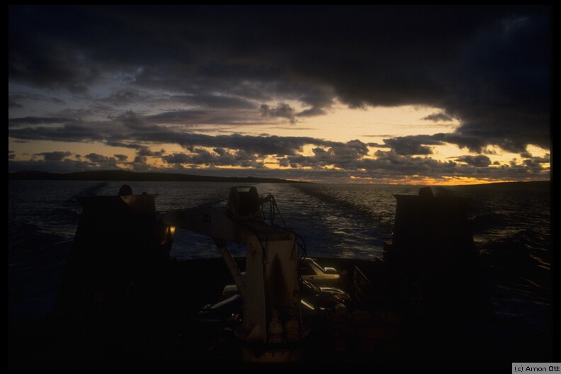 On the Freight Boat from Kilronan, Inishmore, Aran Islands, to Galway harbour, 1994
