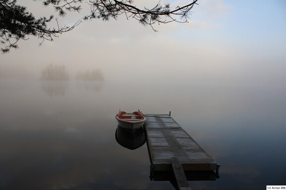 Frost und Nebel auf dem Torseredssjön
